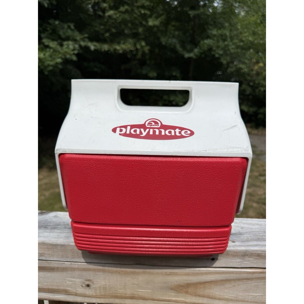 Vintage Igloo Playmate Mini Cooler Red White 4 Qt/6 Can Capacity Lunchbox USA